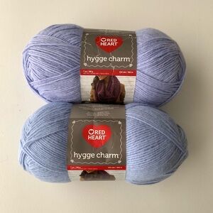 Red Heart hygge charm Yarn Lot 2 skeins Purple Lavender Knit Ctochet